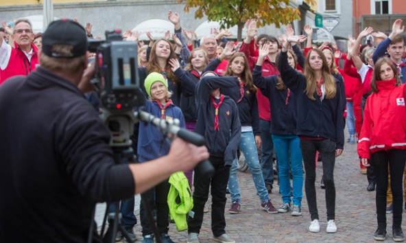 Dreharbeiten für das Österreich-Bild von Robert Hippacher auf dem Johannesplatz in Lienz. Fotos: Brunner Images