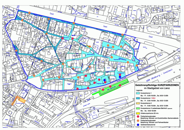 Hier ist der neue Kurzparkzonen-Plan für Lienz. Anklicken und vergrößern. 