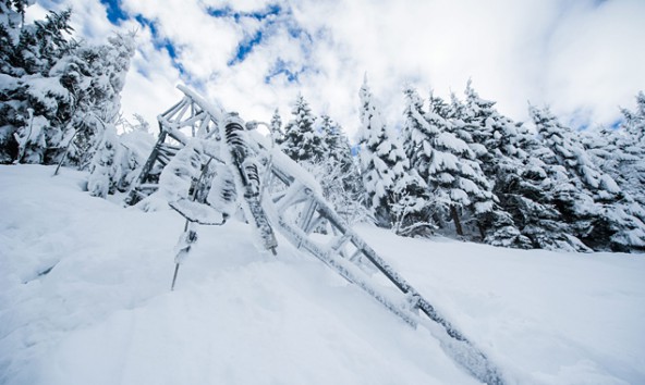 Im Defereggental knickte der schwere Schnee einen Strommast. Foto: Expa/Gruber