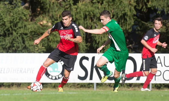 Man of the Match im Aguntstadion: Aldamir da Silva traf in den letzten 15 Minuten gegen Landskron zweimal mit dem Kopf und sicherte Nußdorf-Debant damit drei wichtige Punkte. Foto: Brunner Images