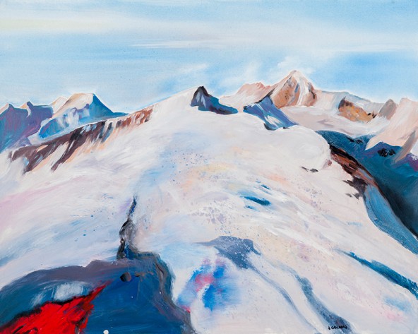 Herbert Gaschnig: "Figerhorn mit Großglockner", Acryl auf Leinwand, 80 cm x 100 cm