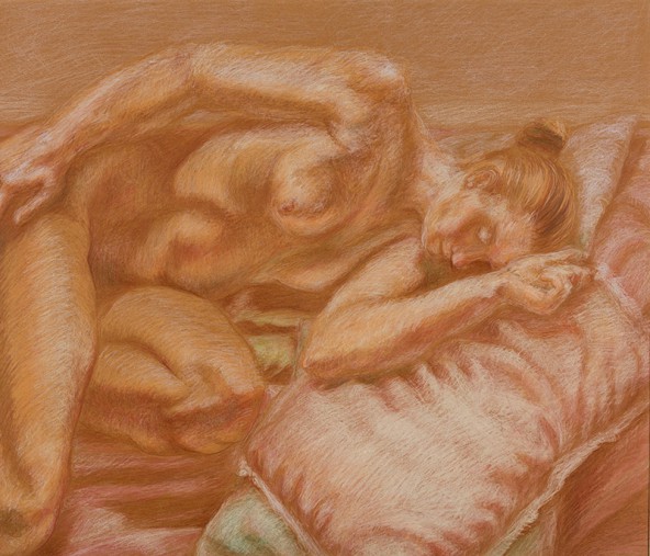 Hedwig Meinhart: "Anmut versus Kommerz", Pastell, 49 cm x 58 cm