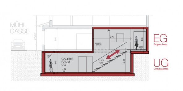 Durch die Entfernung einer Zwischendecke wird die neue Galerie ein Kunstraum mit spannenden Perspektiven. 