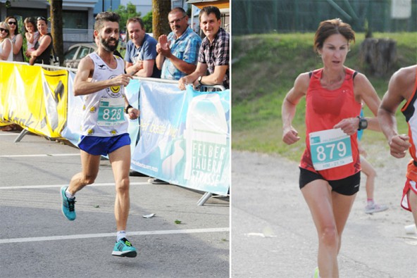 Die Schnellsten beim halbmarathon: Francesco Milella und Sonia Mair.