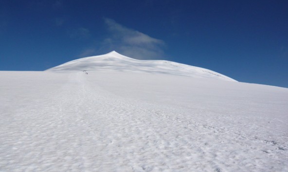 Gipfelgrat des Großvenediger mit dem Großglockner im Hintergrund. Foto: NPHT/Jurgeit