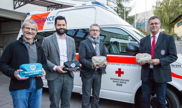 Von links: Peter Kraler, Rudi Neumayr, Oskar Januschke und Andreas Stotter, cder Bezirksgeschäftsführer des Roten Kreuzes in Osttirol. 