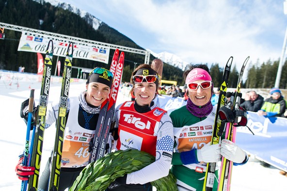 Die schnellsten Frauen in Obertilliach, von links: Aurelie Dabudyk, ElisaBrocard und Antonella Confortola.