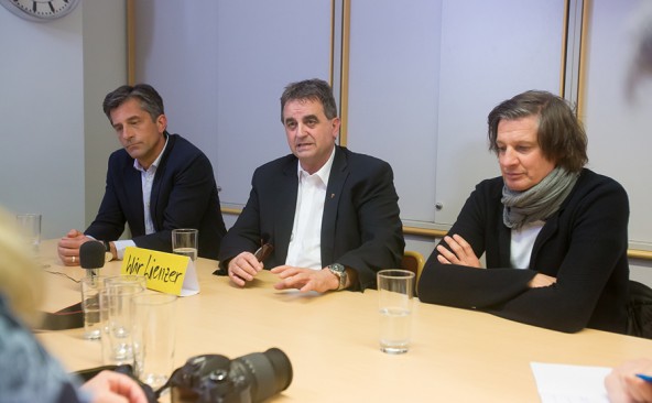 Die drei wichtigsten ÖVP-Politiker in der Stadt Lienz treten geschlossen von allen Ämtern zurück. Von links: Stephan Tagger, Meinhard Pargger und Christian Zanon. Foto: Brunner Images